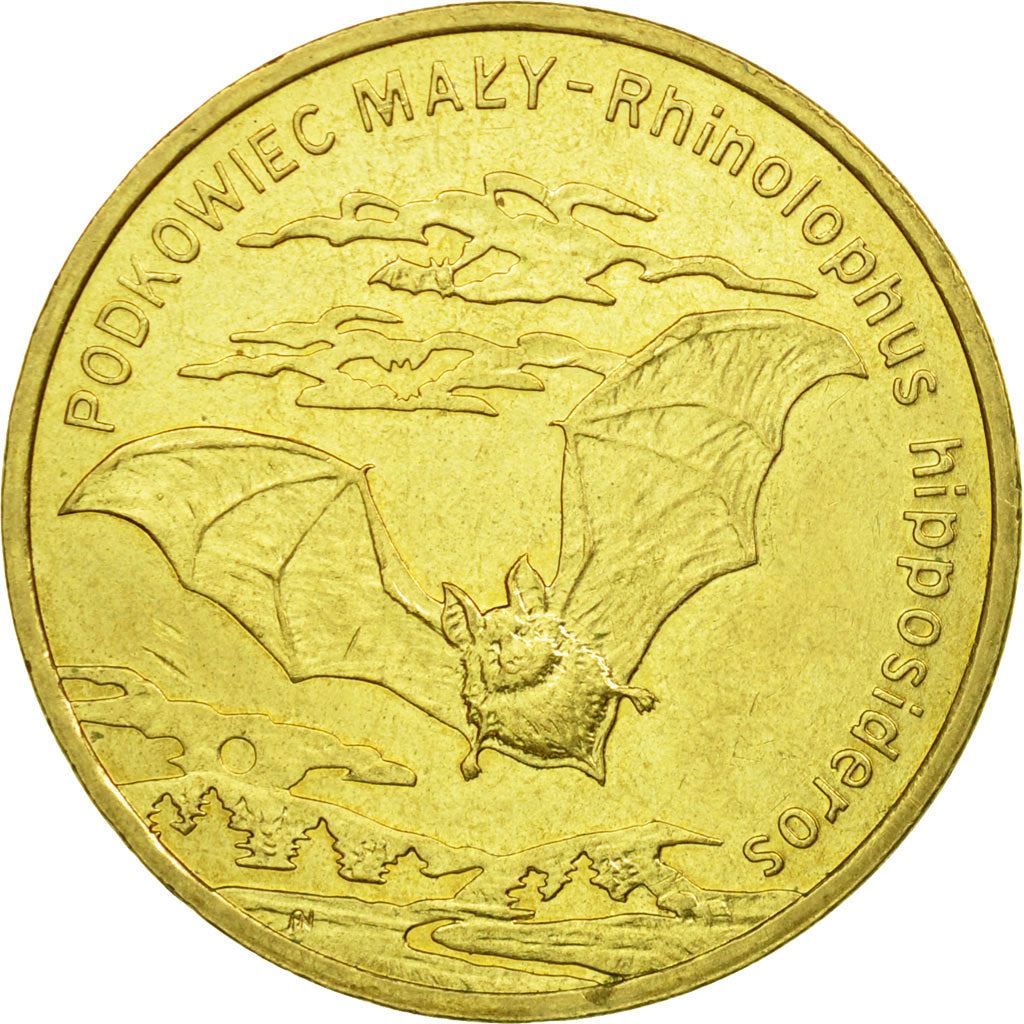 Poland | 2 Zlote | Rhinolophus hipposideros | Bat | Eagle | KM723 | 2010