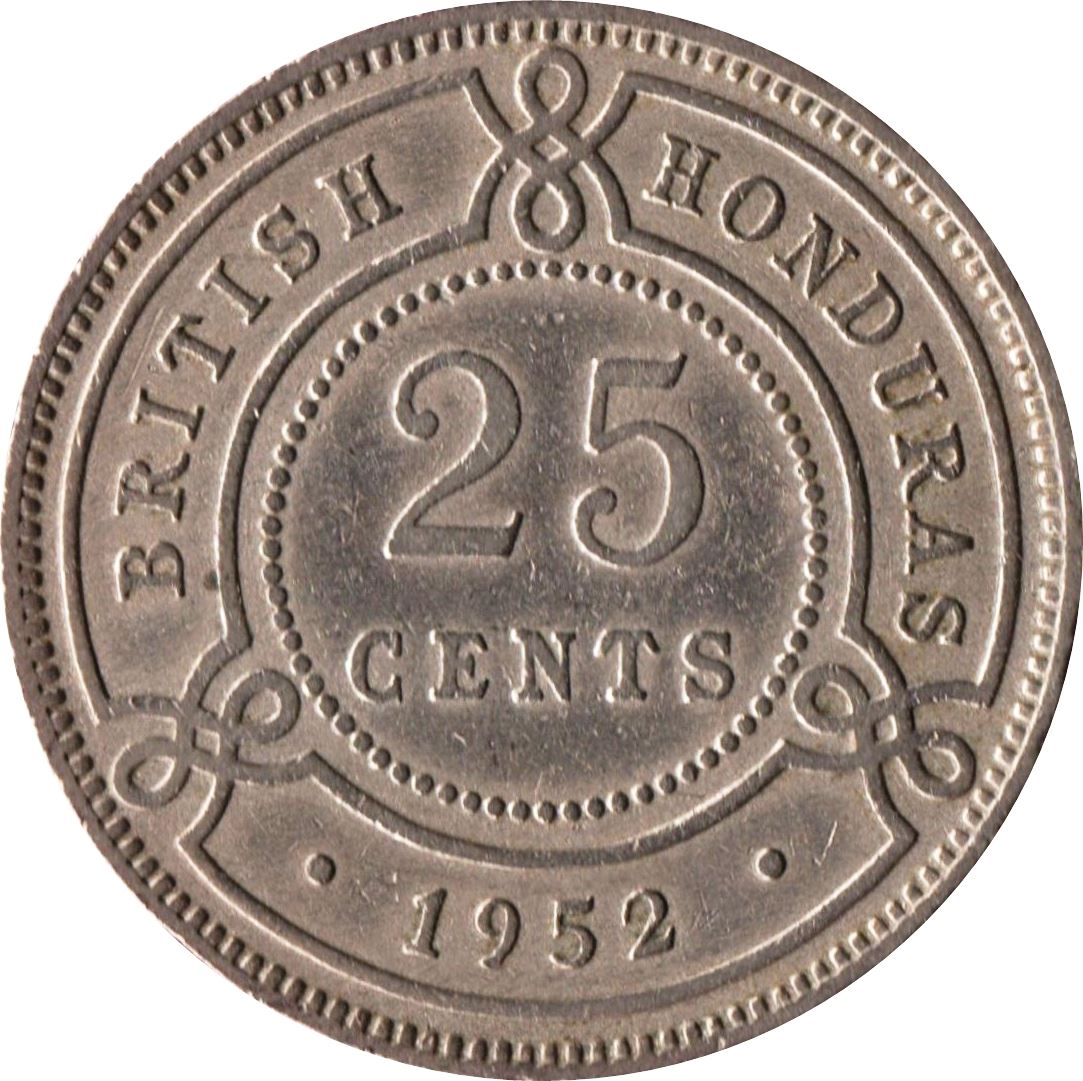 Belizean 25 Cents Coin | George VI | KM26 | Belize | 1952