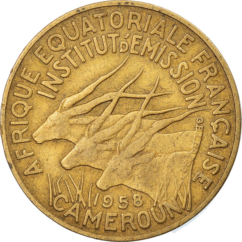 French Equatorial Africa | 5 Francs Coin | Antelope | Crops | Wreath | Km:10 | 1958