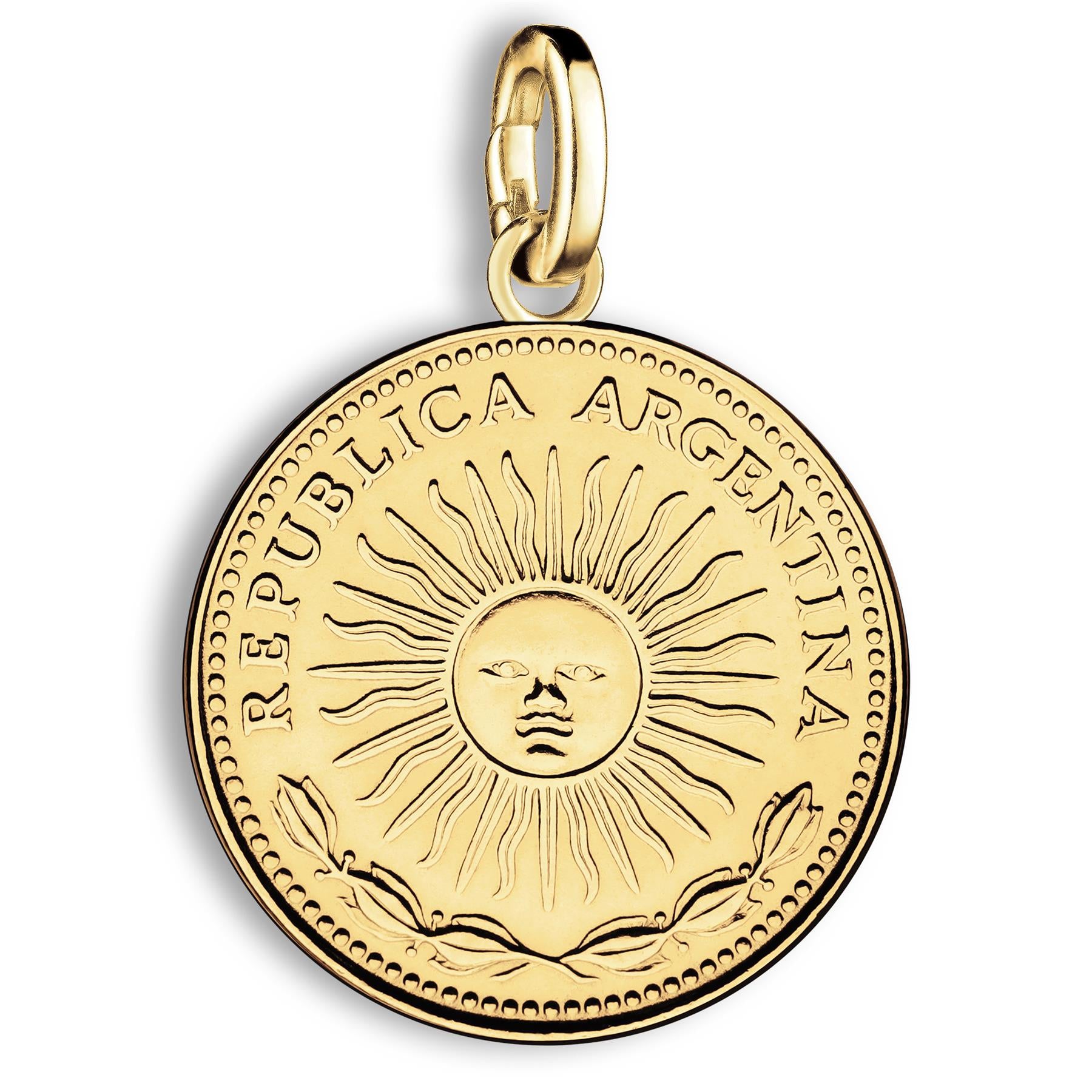 Argentinian 1 Peso Coin Charm | 925 Sterling Silver 18K Gold Plated | 1992 - 2009