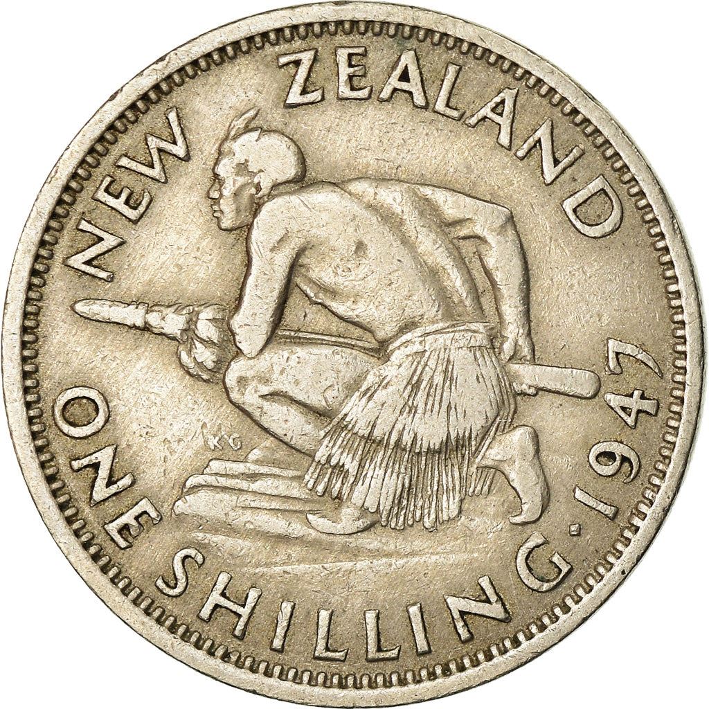 Nieuw-Zeeland | 1 Shilling Munt | George VI | Maori Strijder | Km:9A | 1947