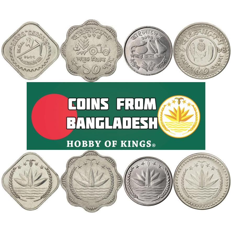 Bangladesh | 4 Coin Set | 5 10 25 50 Poisha | 1974 - 1994