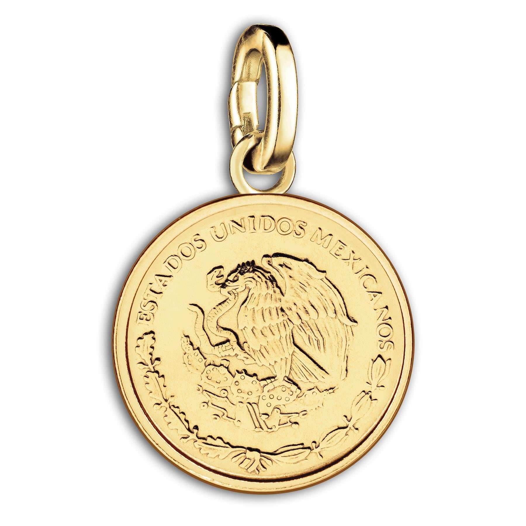 Mexican 10 Centavos Coin Charm | 925 Sterling Silver 18K Gold Plated | 2009 - 2019