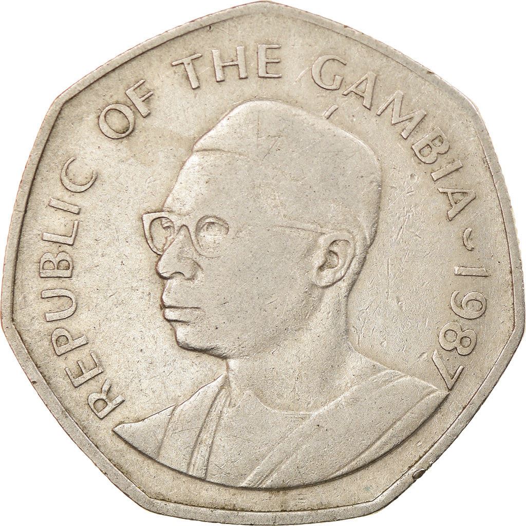 Gambia 1 Dalasi Coin | Crocodile | President Dawda Jawara | KM29 | 1987