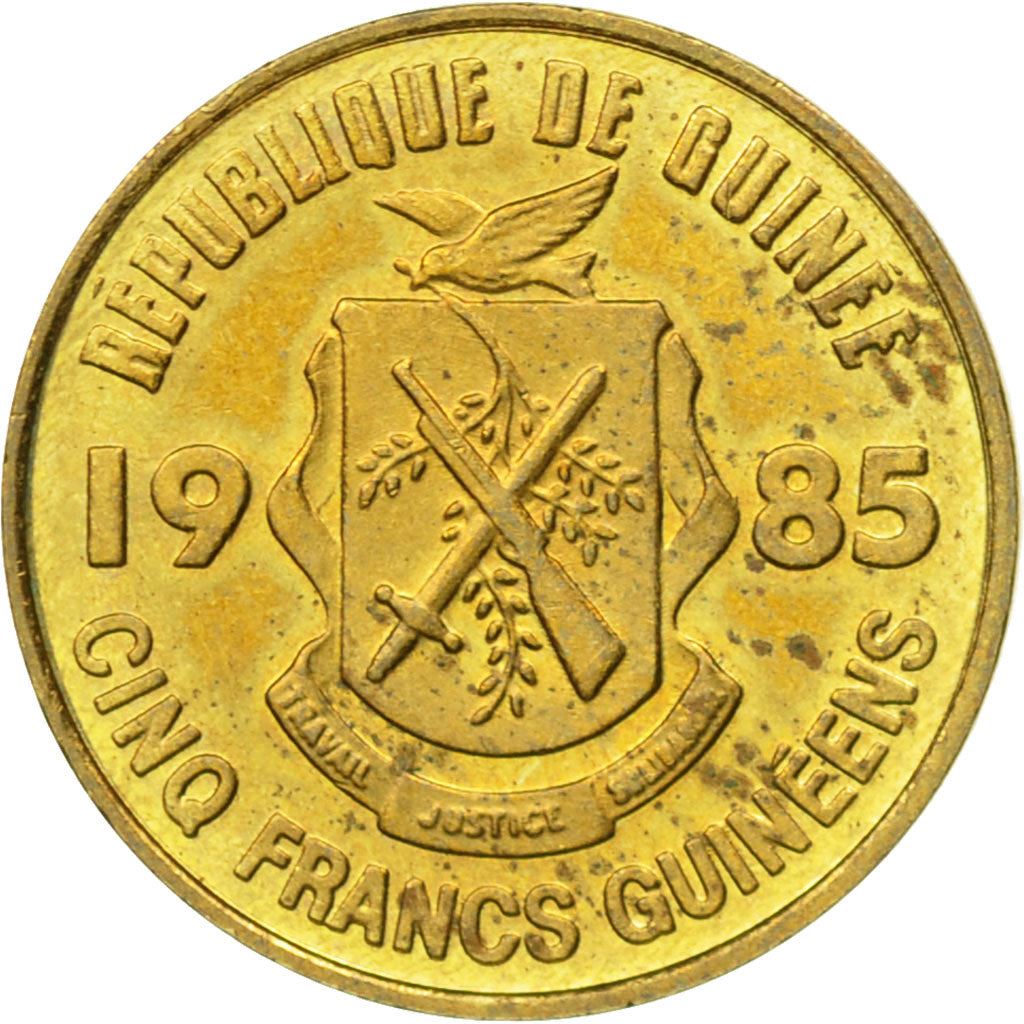 Guinea | 5 Francs Guineens Coin | Palm leaf | Km:53 | 1985