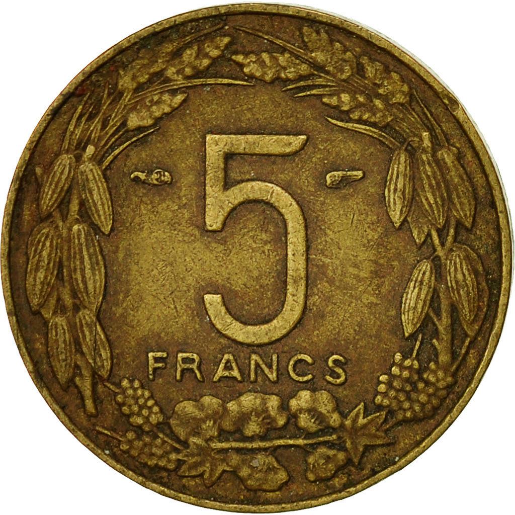 French Equatorial Africa | 5 Francs Coin | Antelope | Crops | Wreath | Km:10 | 1958