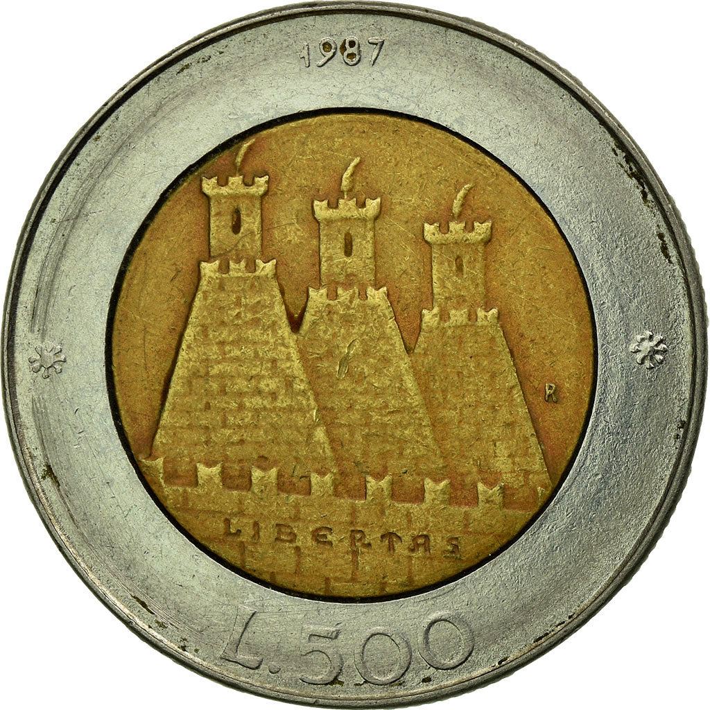 San Marino | 500 Lire Coin | Castle of San Marino | Km:209 | 1987