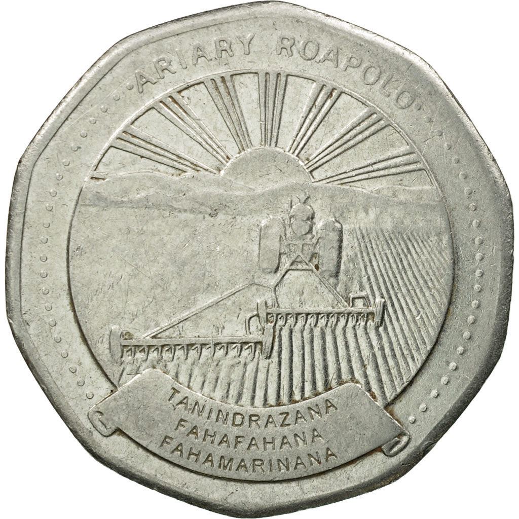 Madagascar | 20 Ariary Coin | Star | Tractor | Farmer | Km:24.1 | 1994