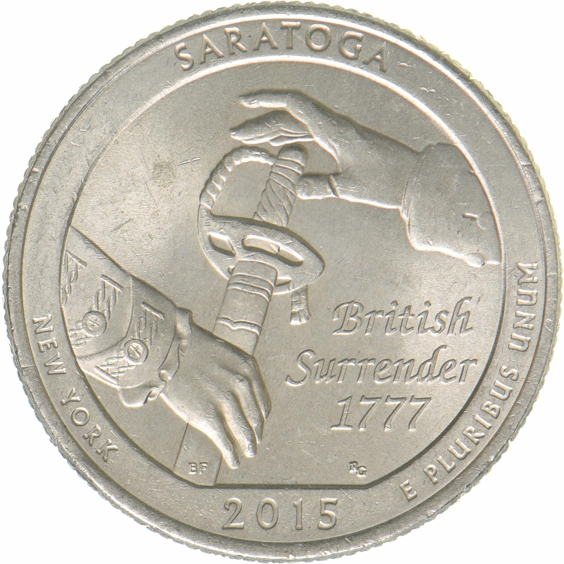 USA | 1/4 Dollar Mønt | Saratoga National Historical Park | KM:601 | 2015