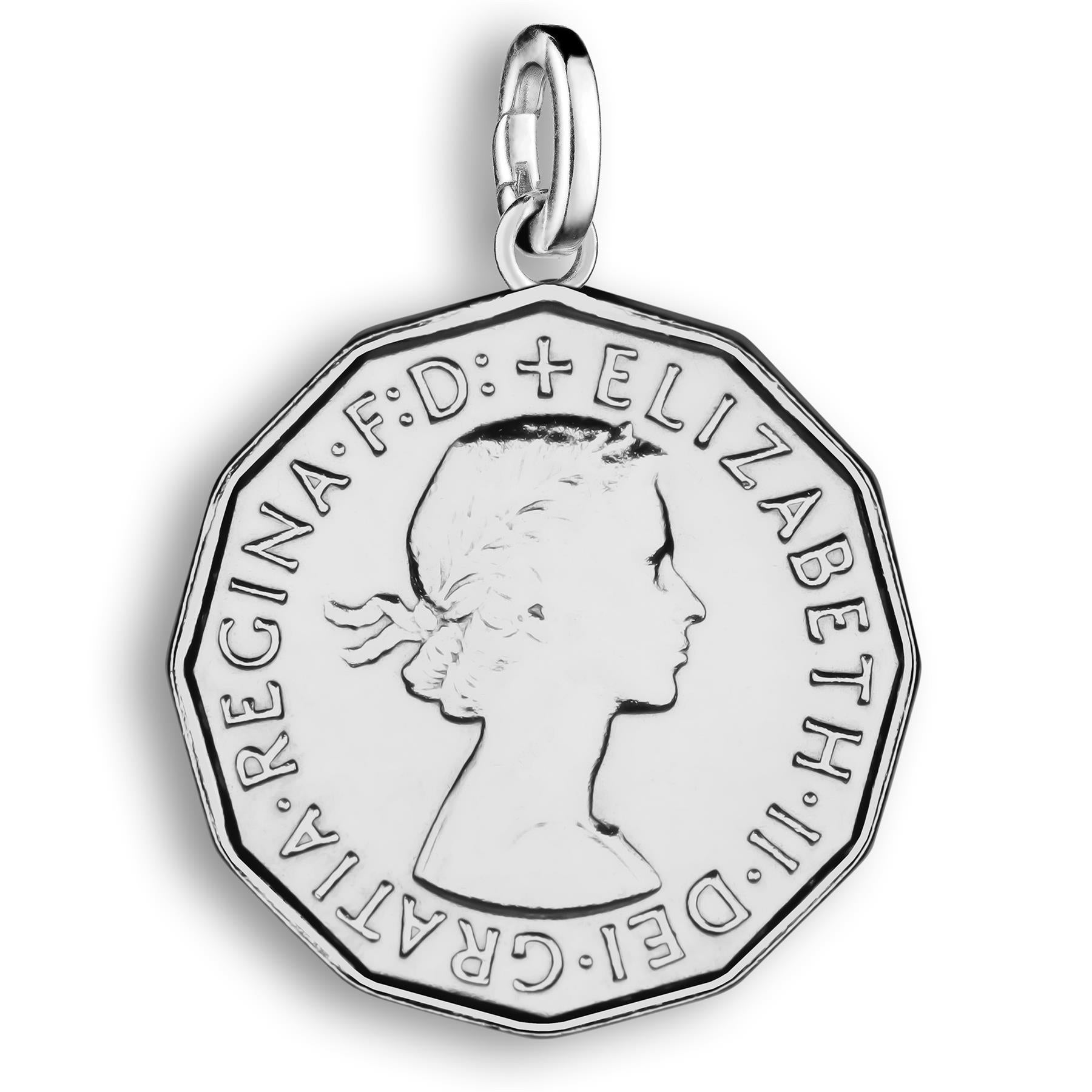 British 3 Pence Coin Charm | 925 Sterling Silver 18K Gold Plated | 1954 - 1970