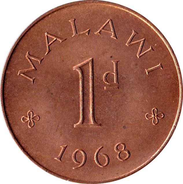 Malawi | 1 Penny Coin | Bronze | Km:6 | 1967 - 1968