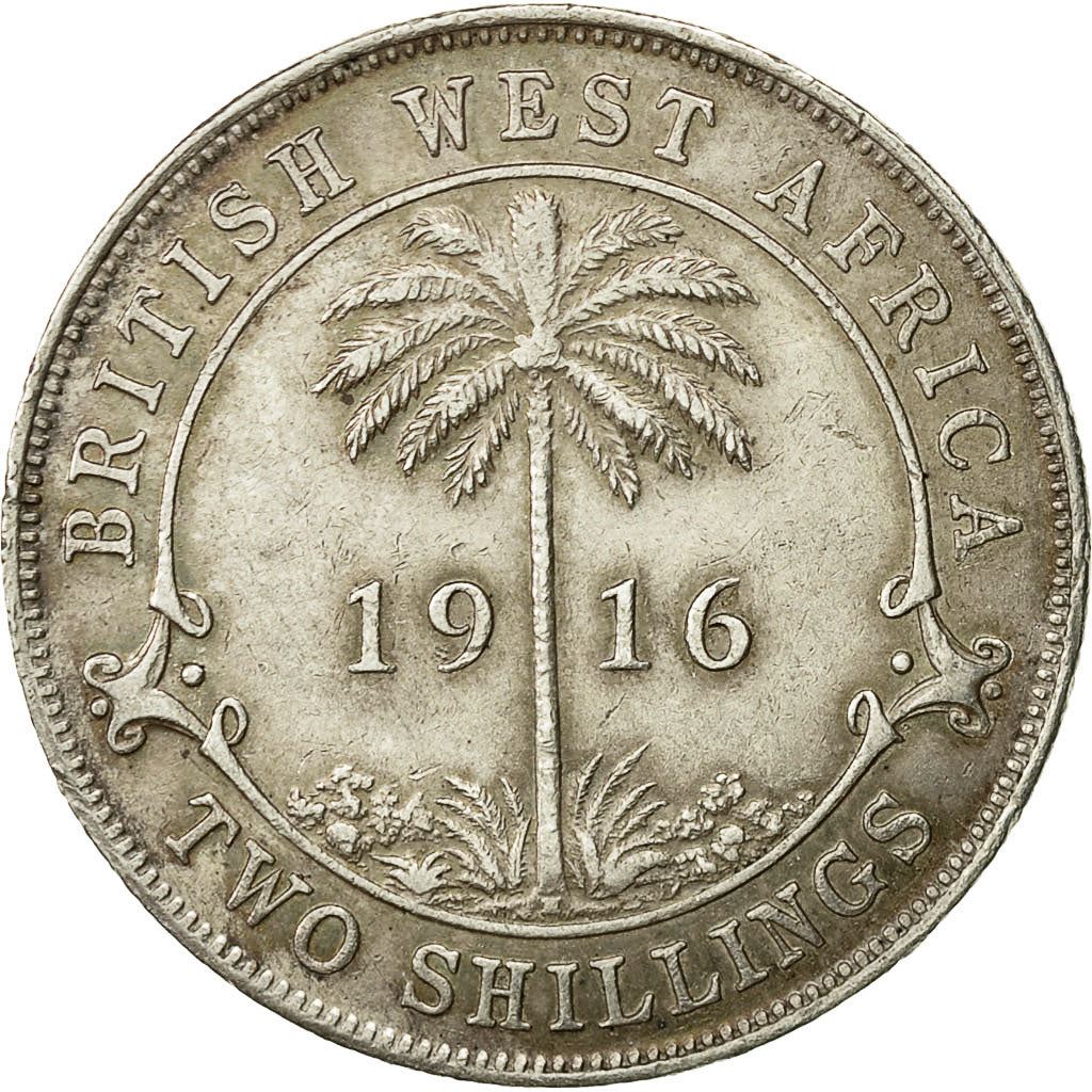 British West Africa | 2 Shillings Coin | Palm Tree | George V | Km:13 | 1913 - 1920