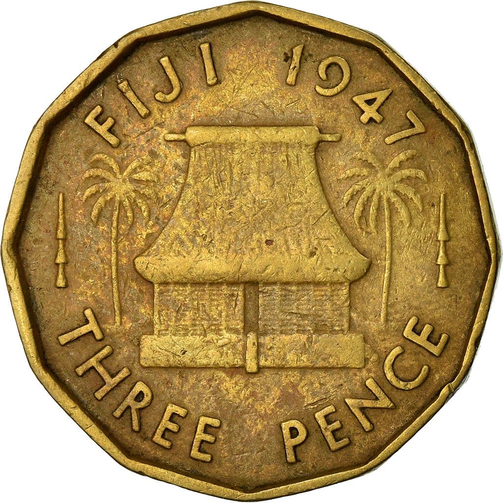 Fiji | 3 Pence Coin | Native dwelling | KM:15 | 1947