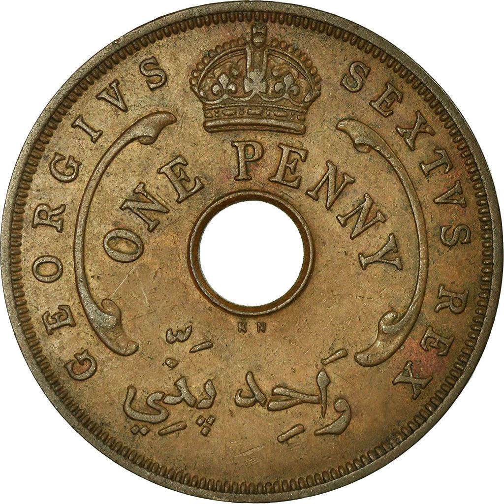 British West Africa | 1 Penny Coin | Crown | Hexagram | Km:30A | 1952