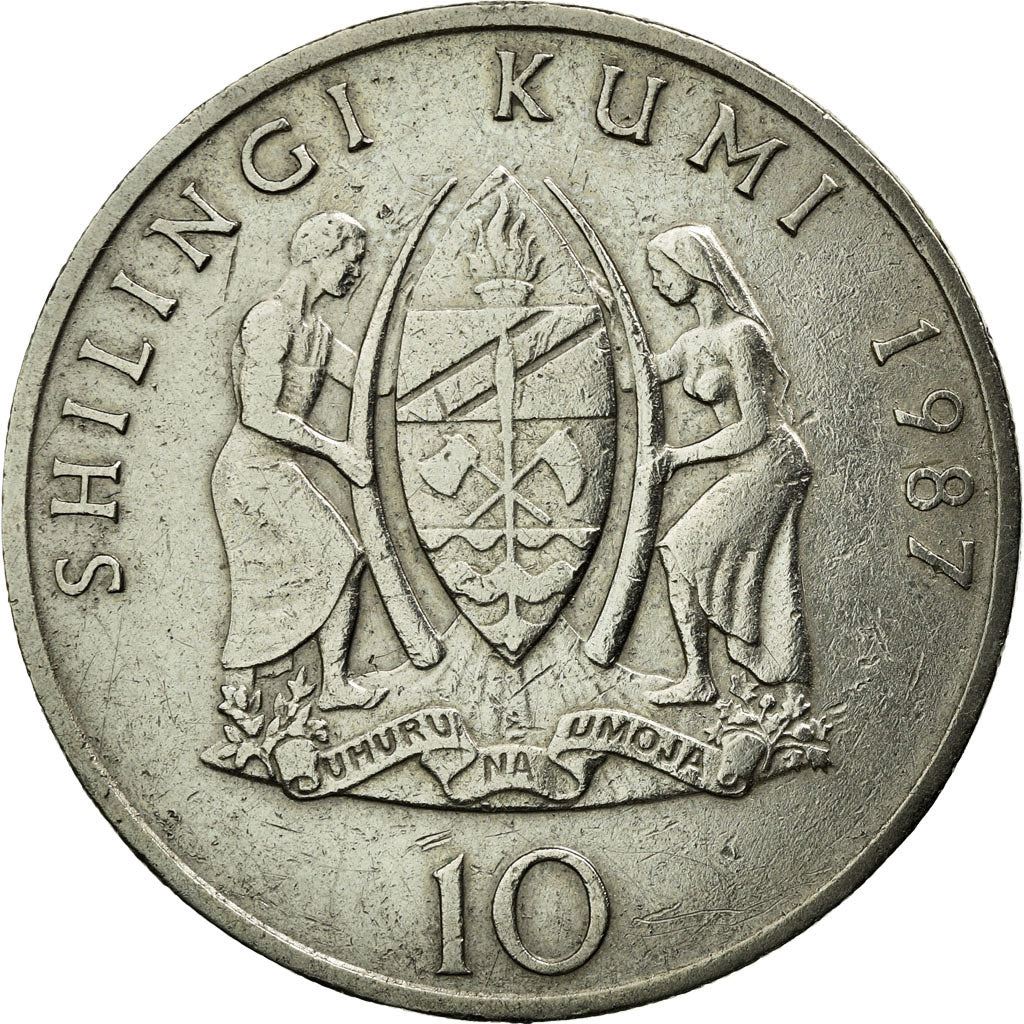 Tanzania | 10 Shilingi Coin | President J. K. Nyerere | Km:20 | 1987 - 1989