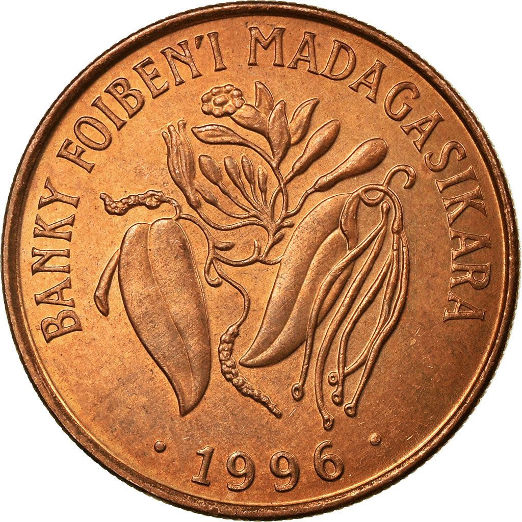 Madagascar | 10 Francs / 2 Ariary Coin | Vanilla | Zebu | Km:22 | 1996