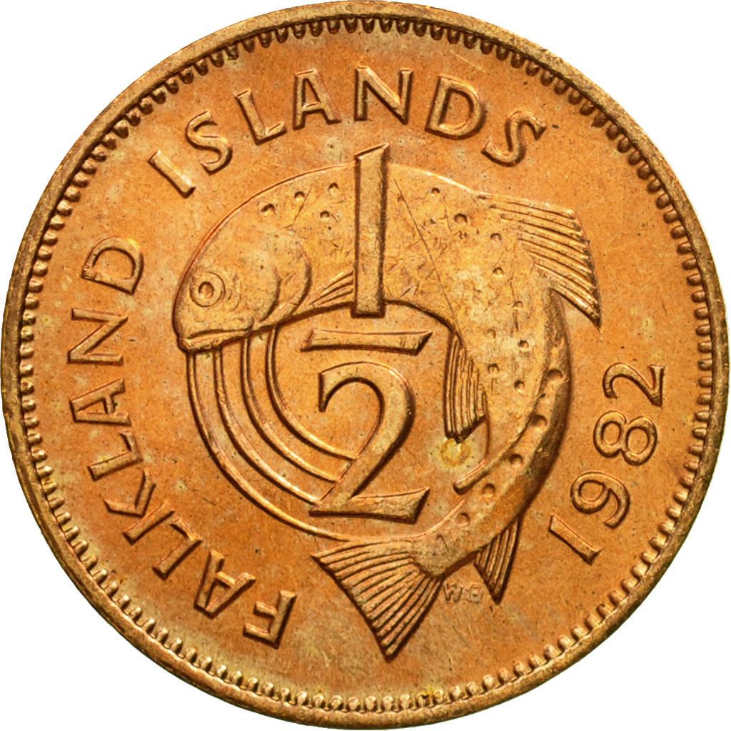 Falkland Islands | 1/2 Penny Coin | Trout | Km:1 | 1974 - 1983