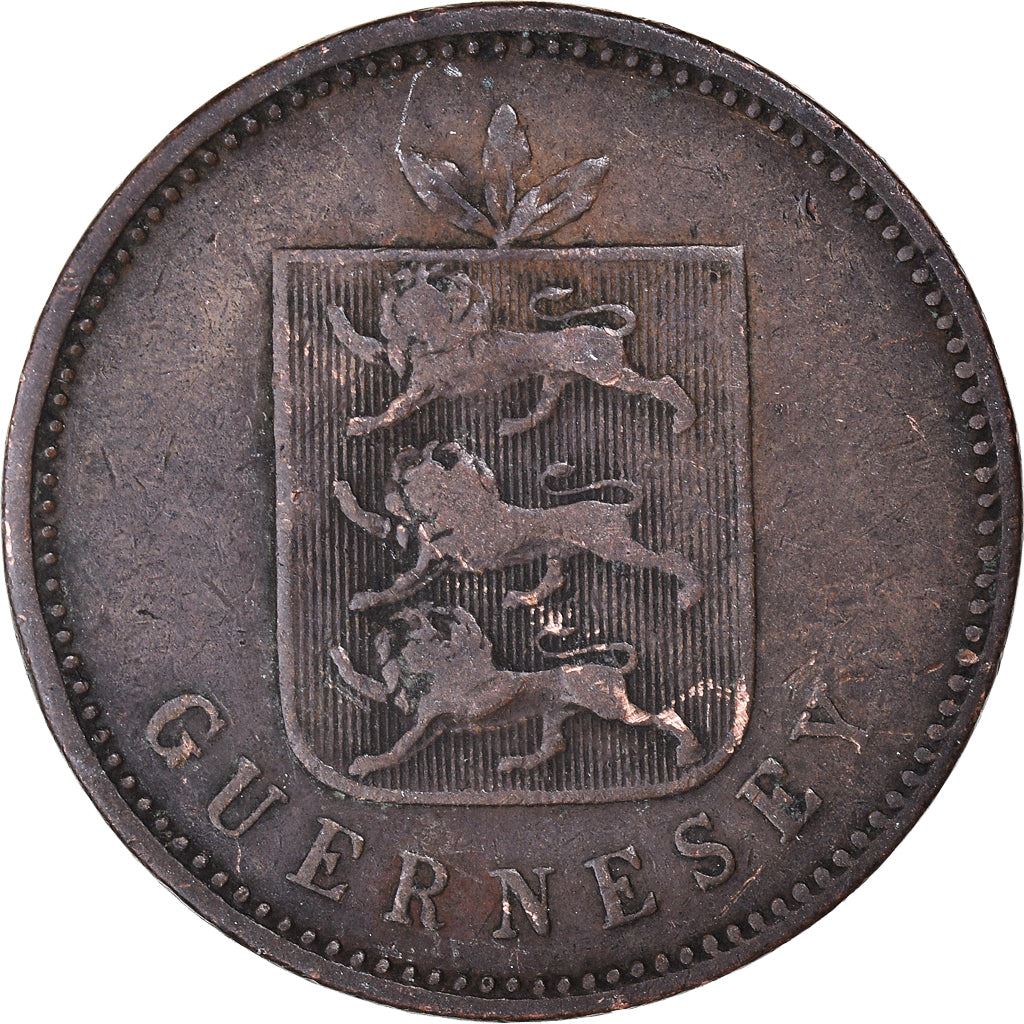 Guernsey 4 Doubles Coin | National arms | KM2 | 1830 - 1858
