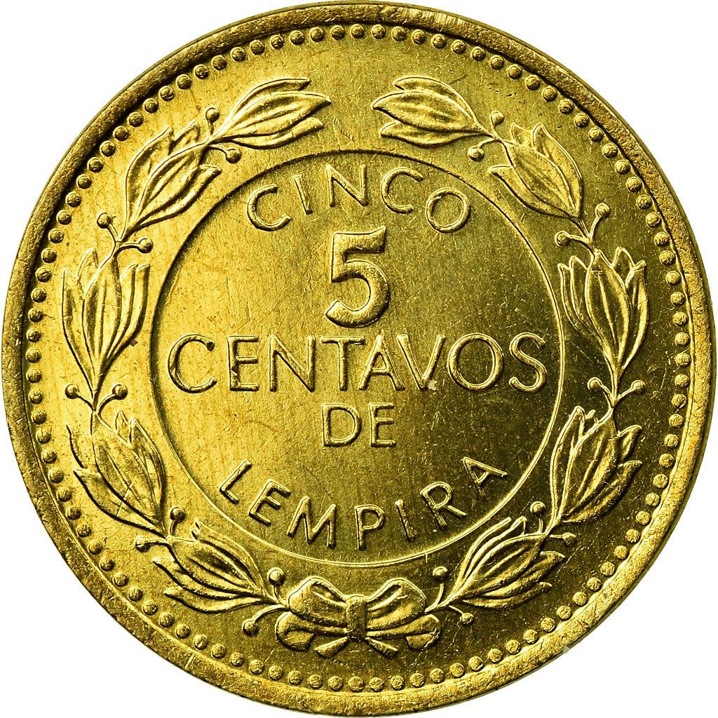 Honduras | 5 Centavos Coin | Brass | Wreath | Coat of Arms | Km:72.4 | 1995 - 2007