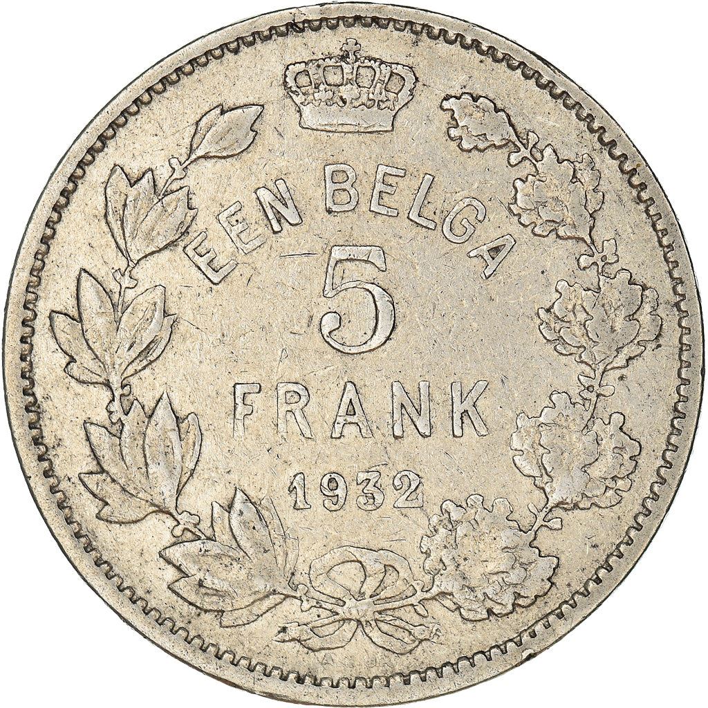 Belgian 1 Belga / 5 Francs Coin | Albert I Belgie | Star | Olive | KM98 | 1930 - 1933