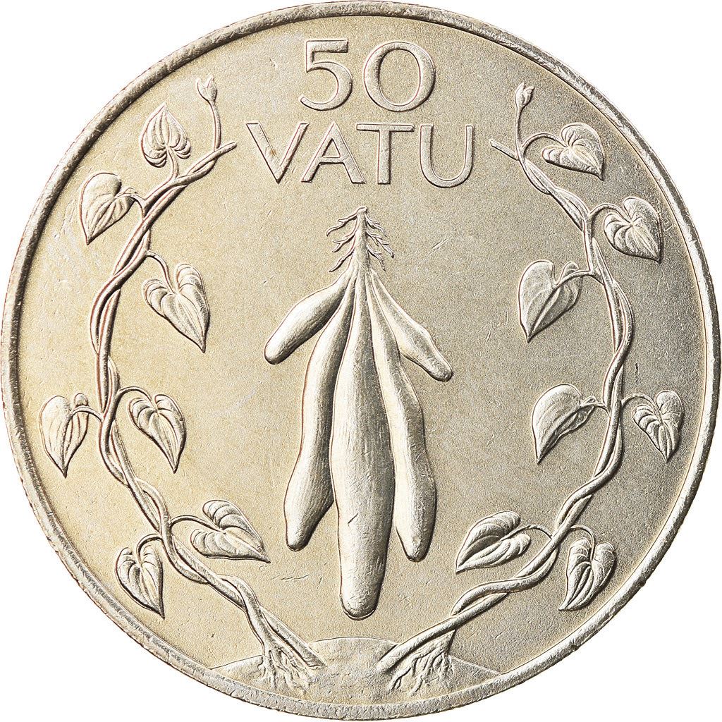 Vanuatu | 50 Vatu Coin | Melanesian Warrior | Yam | Km:8 | 1983 - 2009