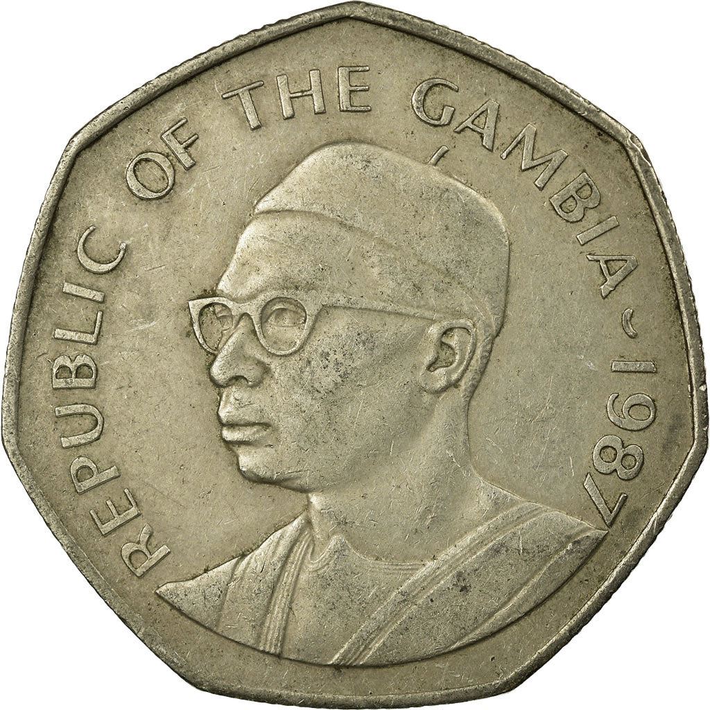Gambia 1 Dalasi Coin | Crocodile | President Dawda Jawara | KM29 | 1987