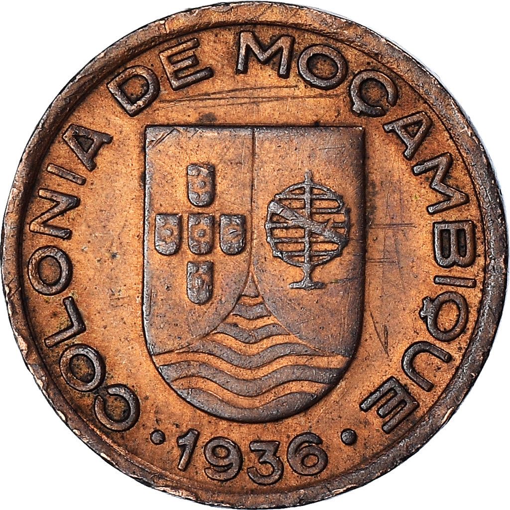 Mozambique | 10 Centavos Coin | Globe | Shield | Km:63 | 1936