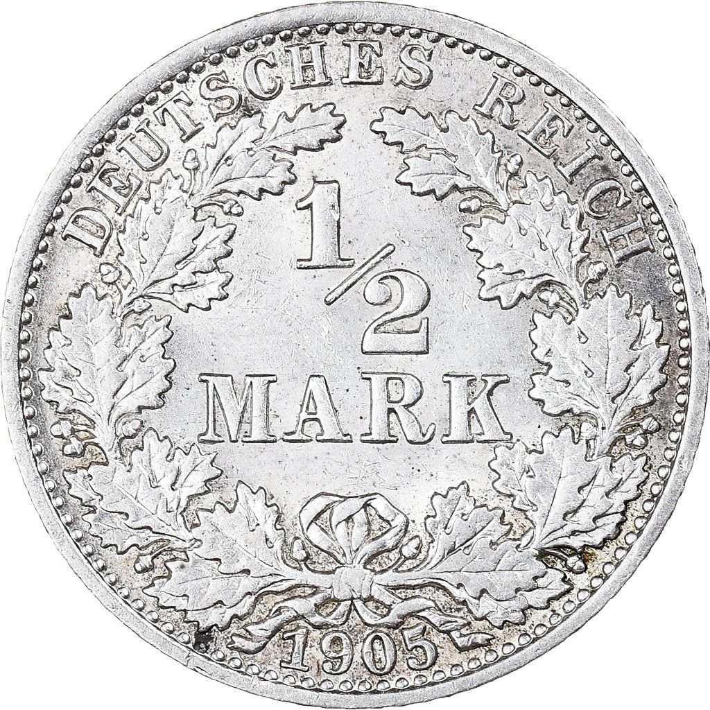 German Empire 1/2 Mark Coin | Deutsches Reich | Wilhelm II | Type 2 | KM17 | 1905 - 1919