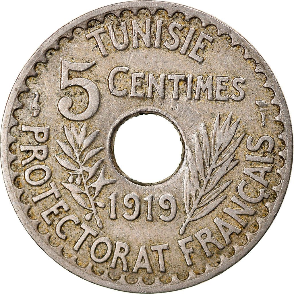 Tunisia 5 Centimes Coin | Muhammad V | KM242 | 1918 - 1921