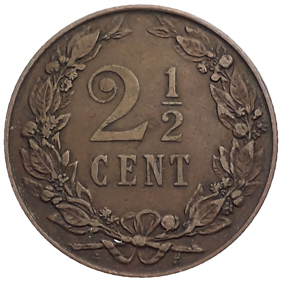 Netherlands Coin 2.5 Cents Coin | Queen Wilhelmina | KM134 | 1903 - 1906
