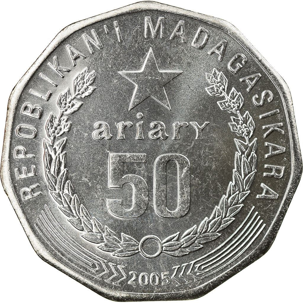 Madagascar | 50 Ariary Coin | Star | Baobab | Km:25.2 | 2005