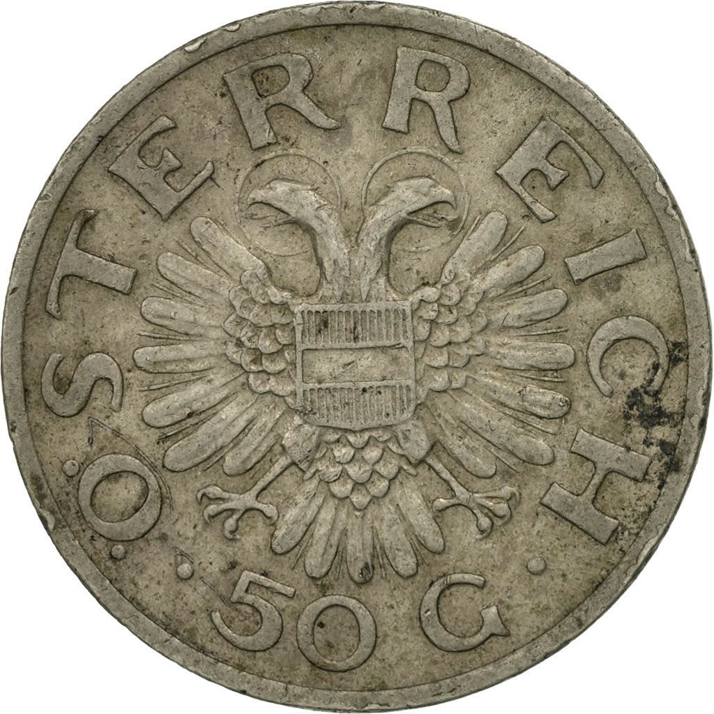 Austria | 50 Groschen Coin | Copper-nickel | Double-headed eagle | KM:2854 | 1935 - 1936