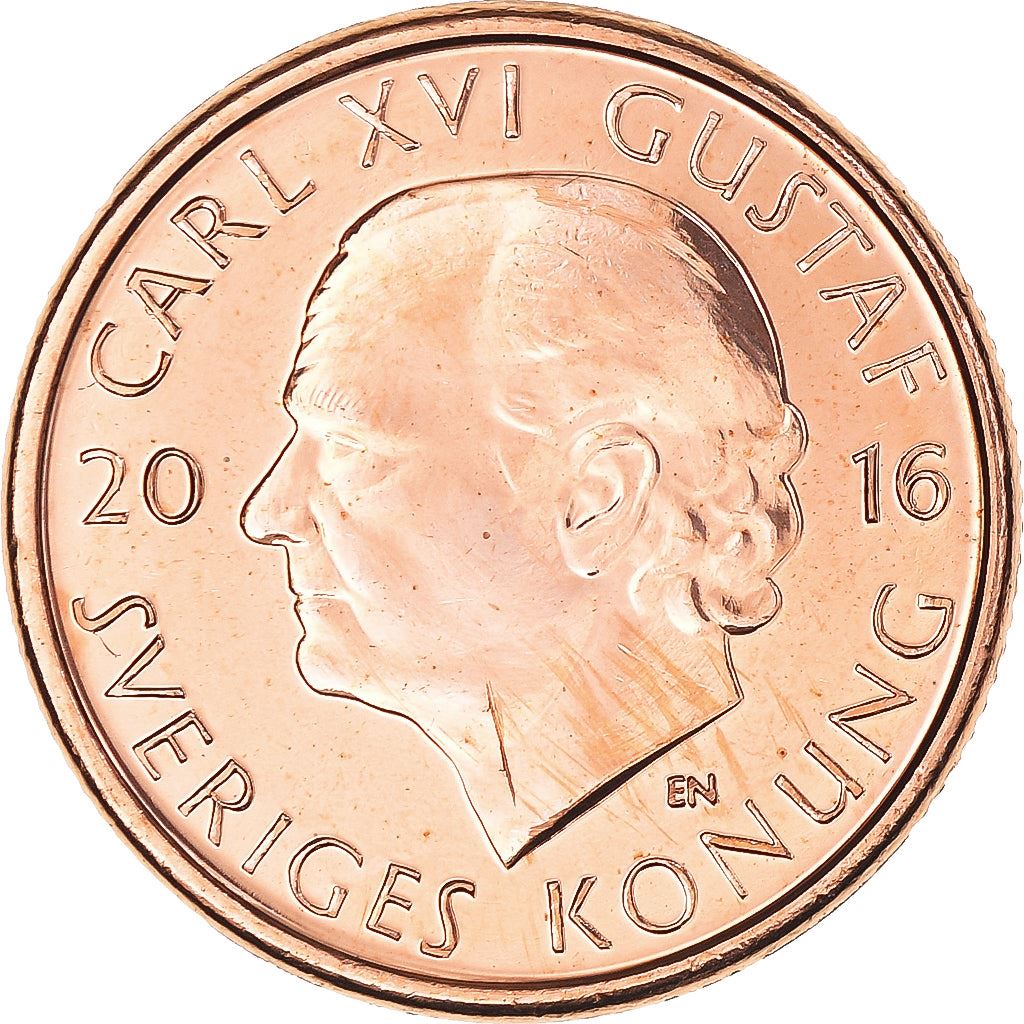 Suécia | Moeda de 2 Coroas | Rei Carlos XVI Gustavo | Três Coroas | Redemoinho | Km:929 | 2016 - 2020