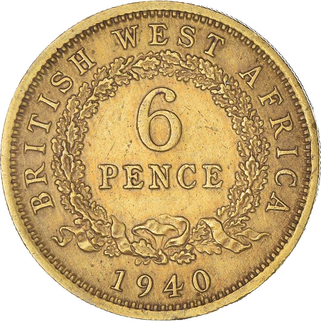 British West Africa | 6 Pence Coin | Wreath | George VI | Km:22 | 1938 - 1947