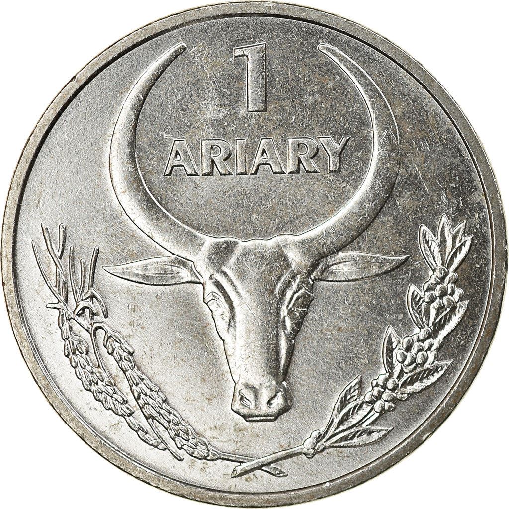 Madagascar | 1 Ariary Coin | Flower | Zebu | Km:29 | 2004