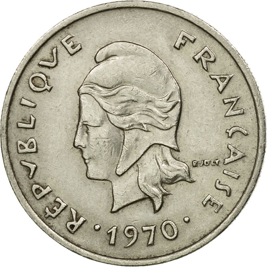 New Hebrides | 10 Francs Coin | Marianne | Native Mask | Snails | Km:2.1 | 1967 - 1970