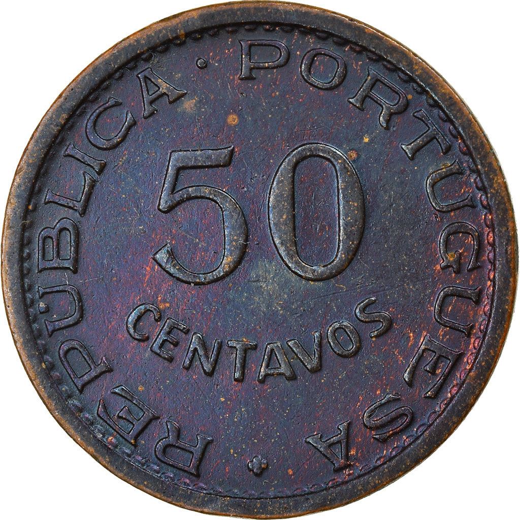 Angola | 50 Centavos Coin | Horse | Elephant | Shield | Km:75 | 1953 - 1961
