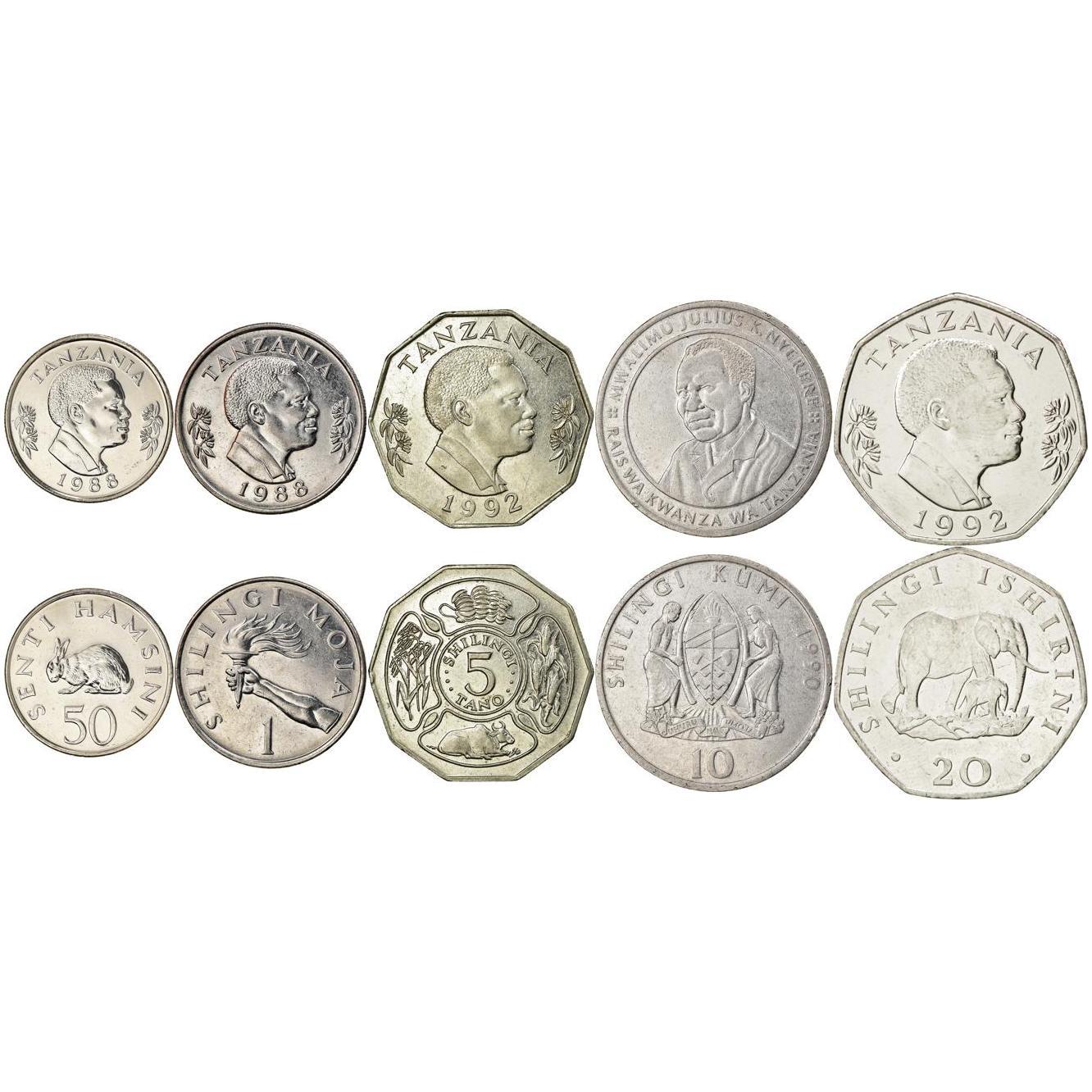 Tanzania | 5 Myntsett | 50 Senti 1 5 10 20 Shilingi | 1987 - 1993