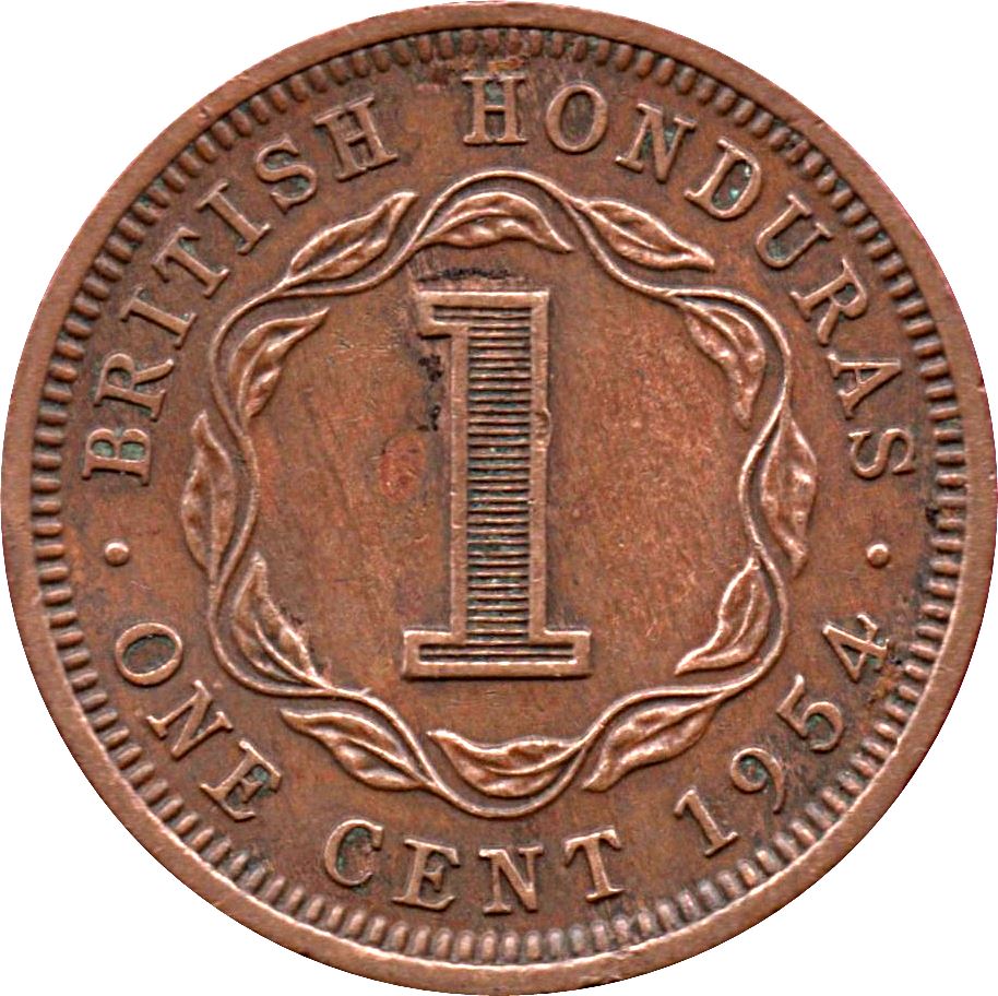 Belizean 1 Cent Coin | Queen Elizabeth II | KM27 | Belize | 1954