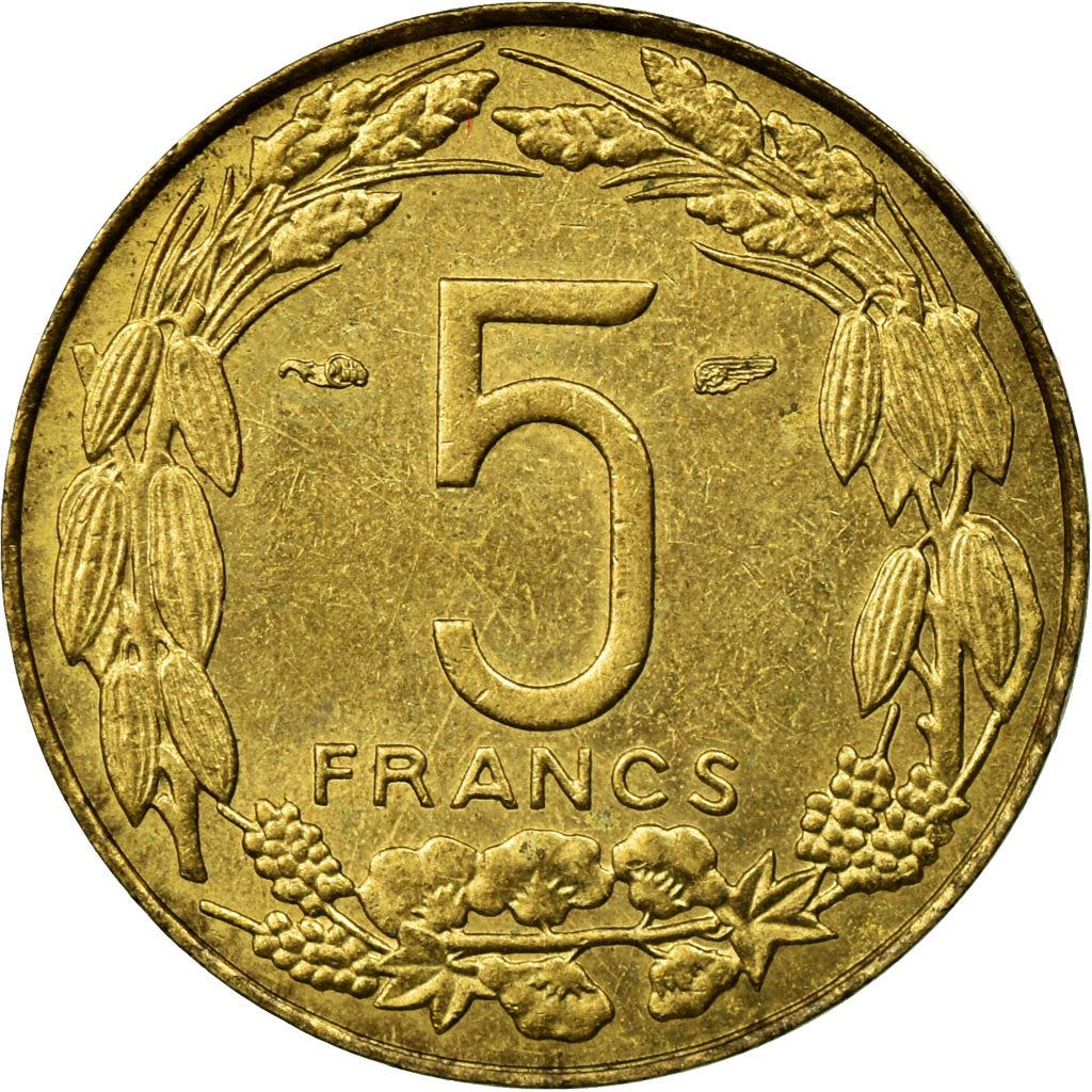 French Equatorial Africa | 5 Francs Coin | Antelope | Crops | Wreath | Km:10 | 1958