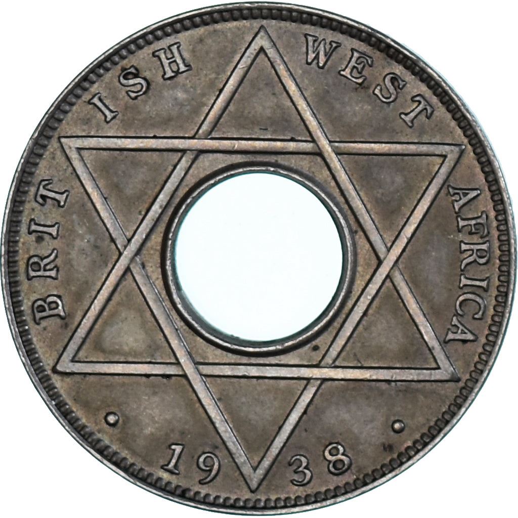 British West Africa | 1/10 Penny Coin | Crown | Hexagram | Km:20 | 1938 - 1947