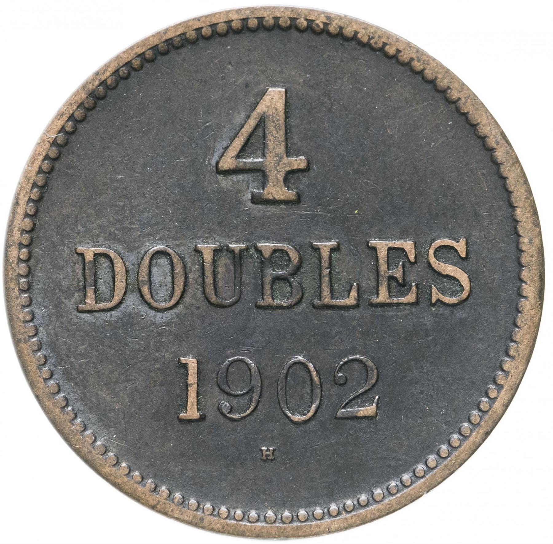 Guernsey 4 Doubles Coin | Guernsey Arms | KM5 | 1864 - 1911