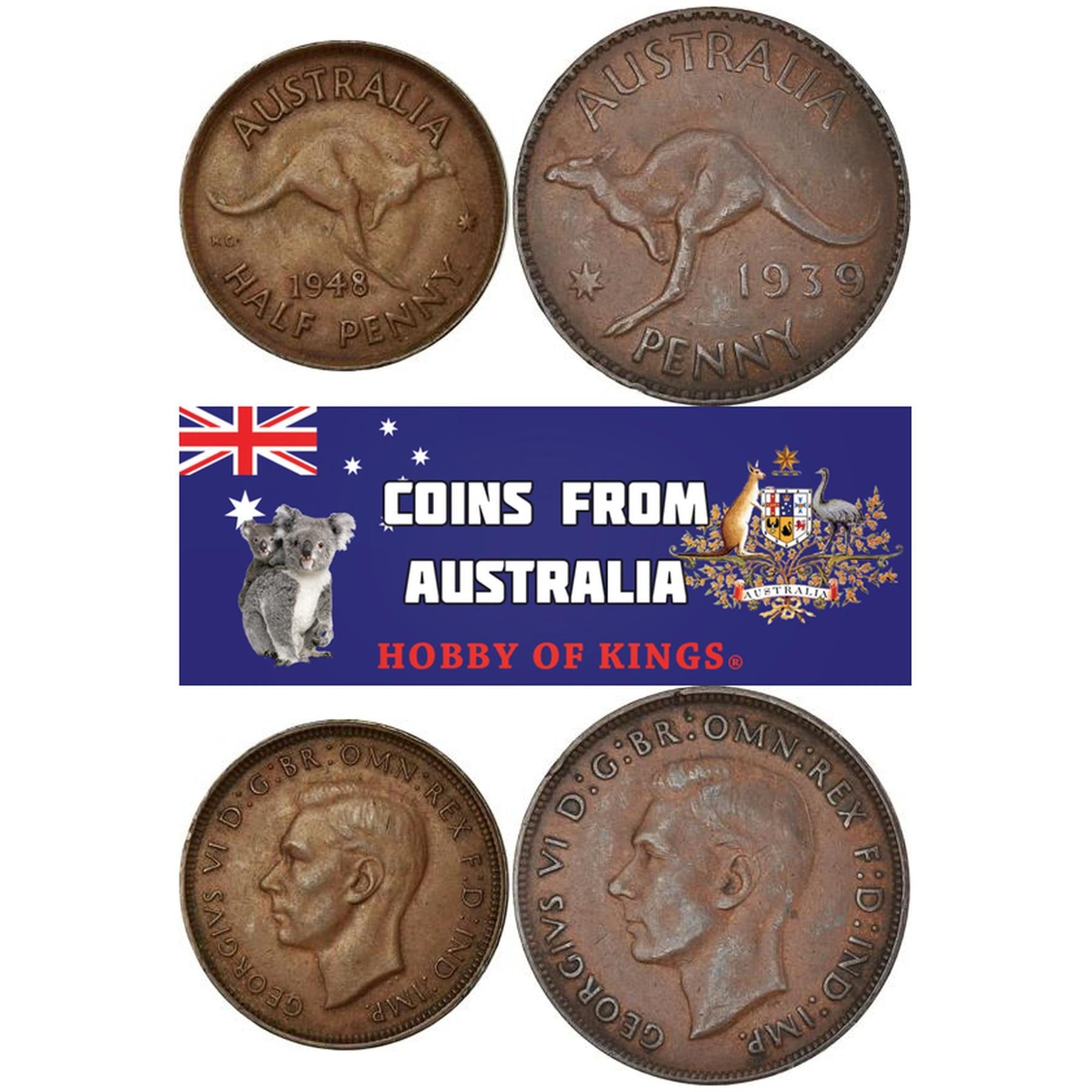 Australia | 2 Coin Set | 1/2 1 Penny | 1938 - 1948