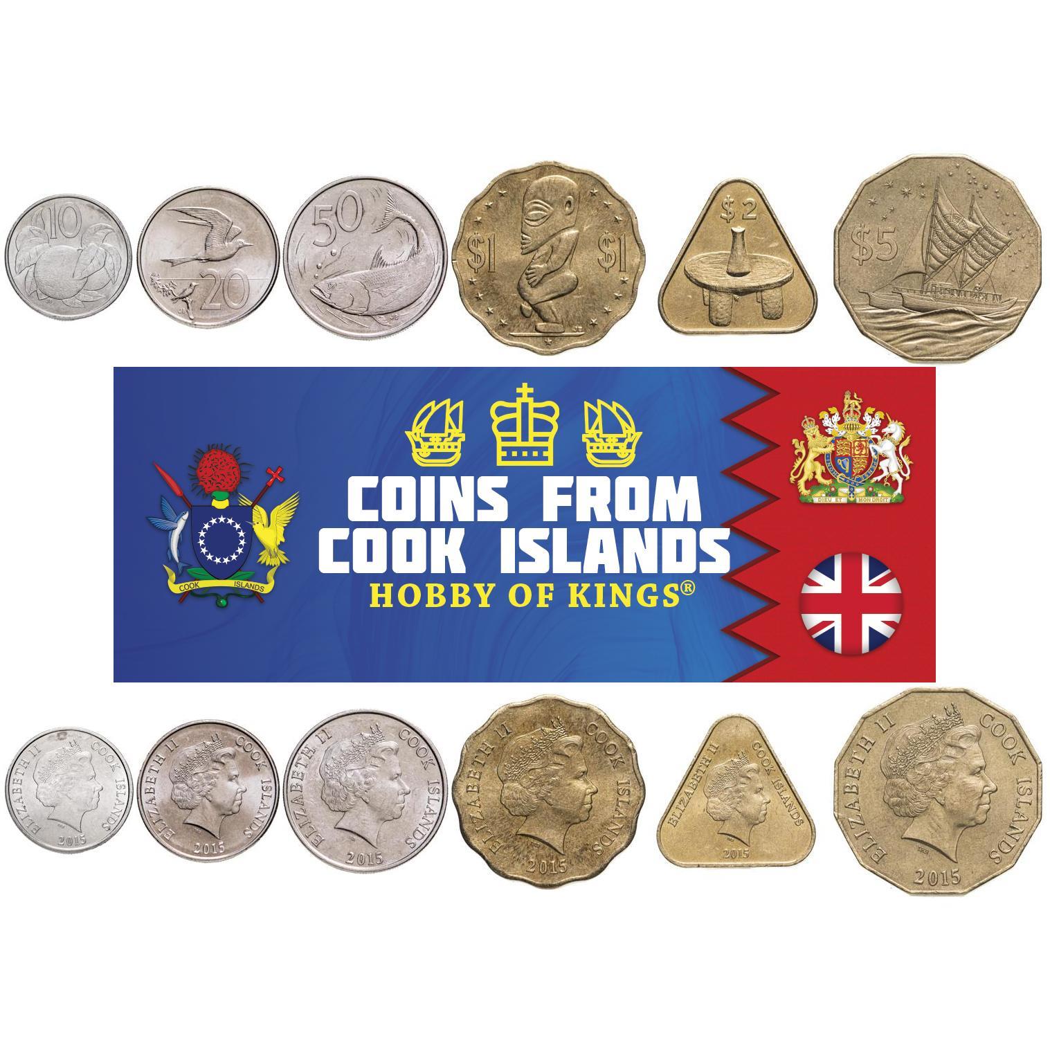 Cook Islands | 6 Coin Set | 10 20 50 Cents 1 Dollar 2 5 Dollars | 2015 - 2024