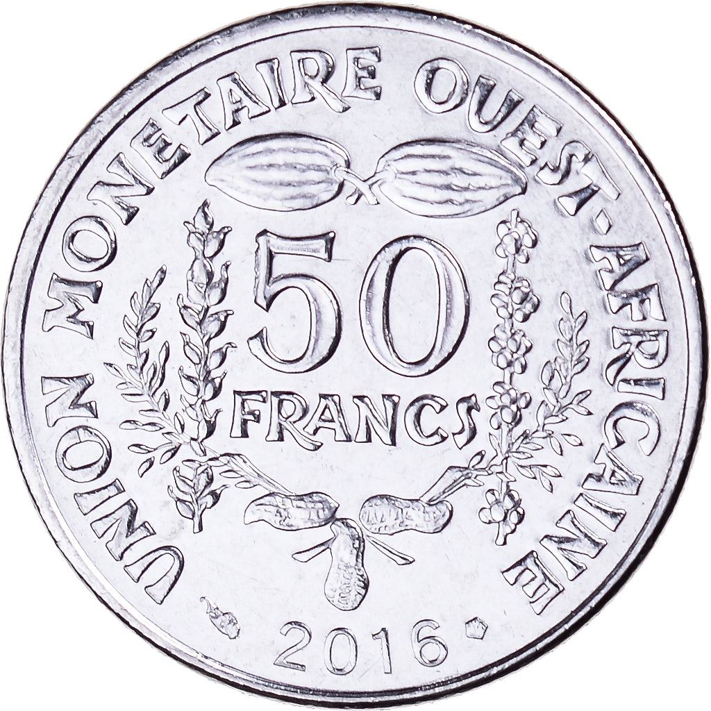 Western African States | 50 Francs Cfa Coin | Emblem of Central Bank | Flowers | Km:18 | 2012 - 2024