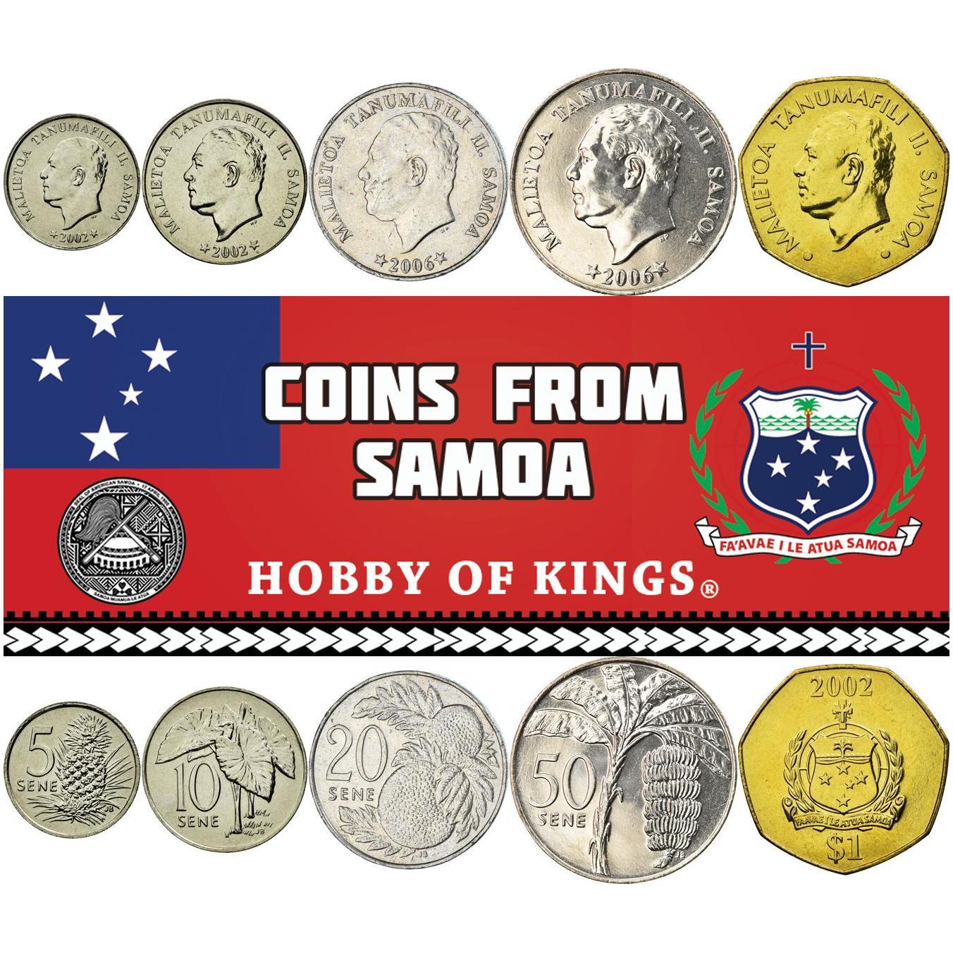 Samoa | 5 Münzsatz | 5 10 20 50 Sene 1 Tala | 2002 - 2010
