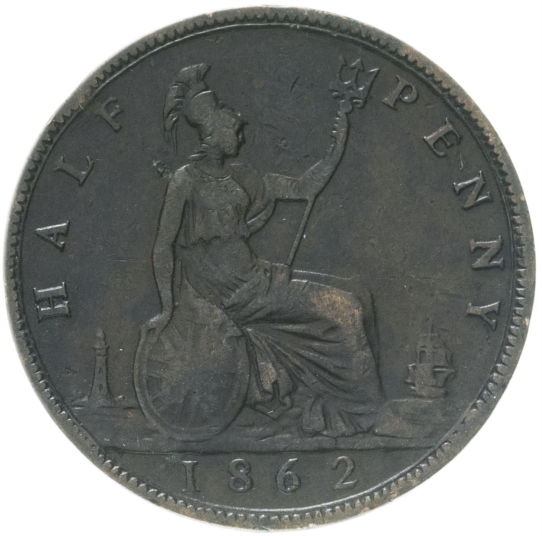 United Kingdom | 1/2 Penny Coin | Victoria | Km:748 | 1860 - 1874
