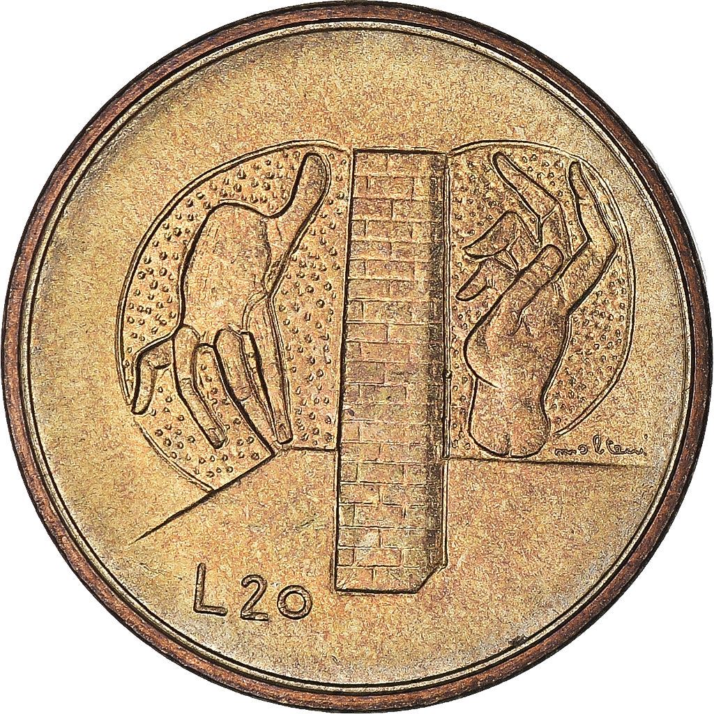 San Marino | 20 Lire Coin | Hands | Km:55 | 1976