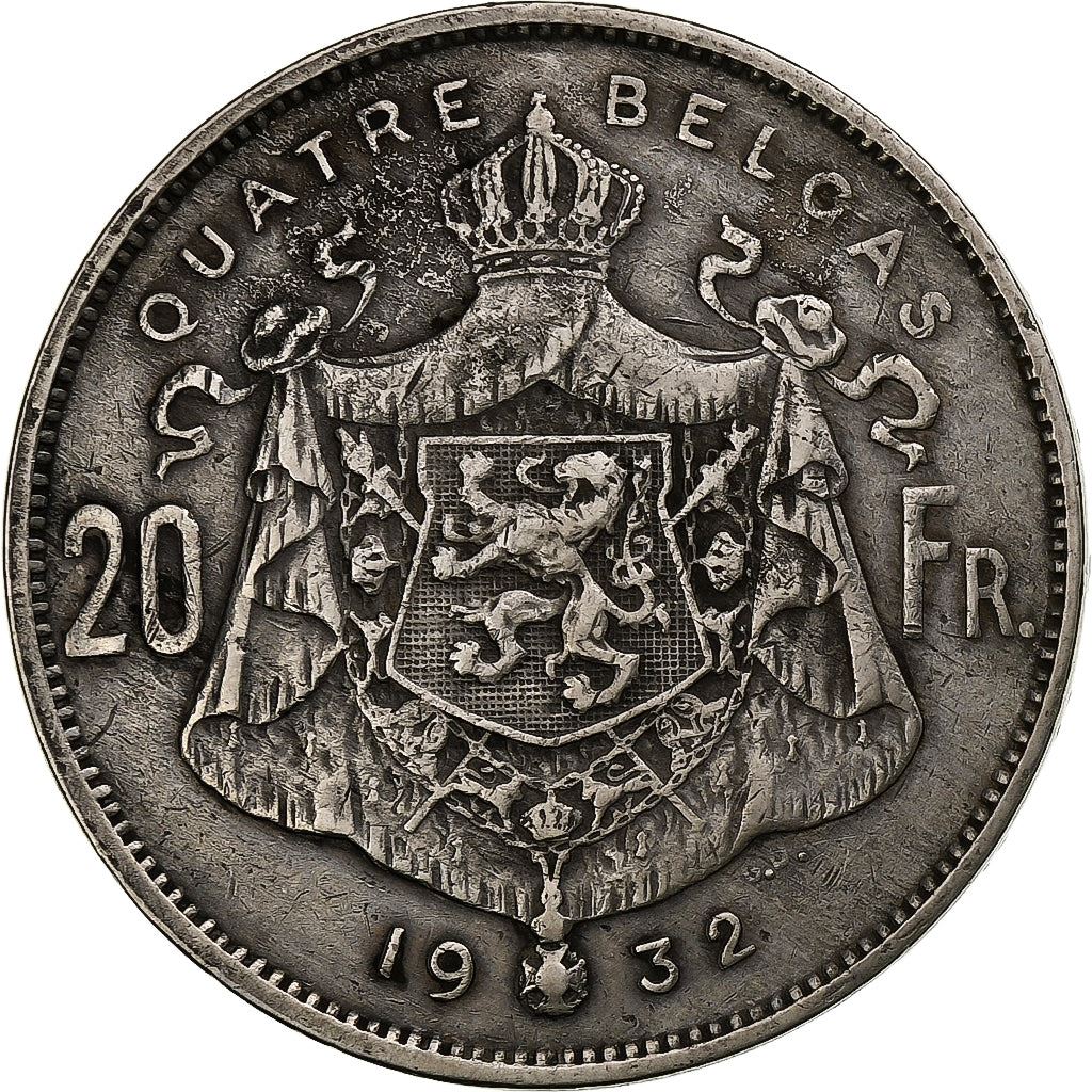 Belgium | 4 Belga / 20 Francs Coin | King Albert I | Km:101 | 1931 - 1932