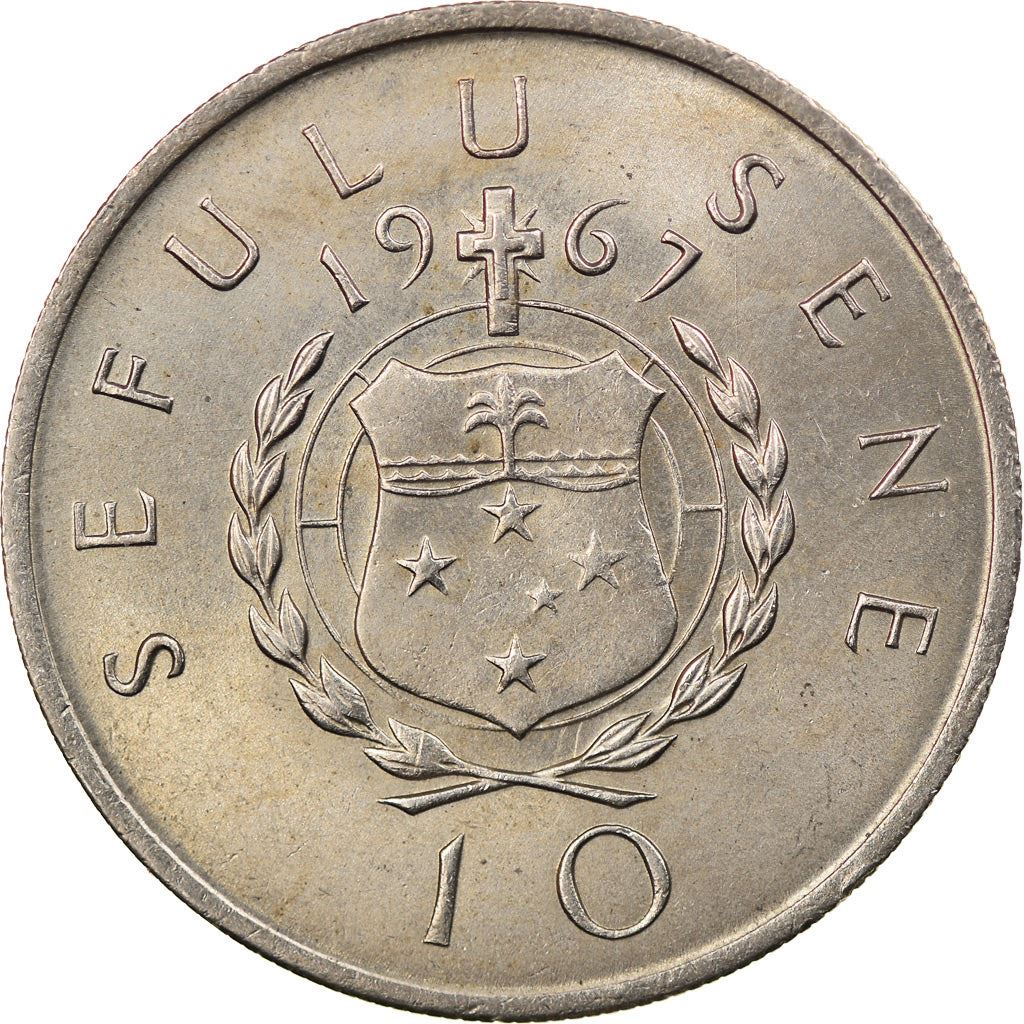 Samoa | Moneda de 10 Sene | Malietoa Tanumafili II | Escudo | Constelación Crux | KM:4 | 1967